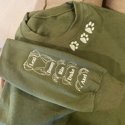 Custom Embroidered Dog Ears Outline Sweatshirt Hoodie With Names Gift For Pet Lover