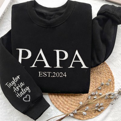 Personalized Papa Embroidered Sweatshirt Hoodie Father's Day Gifts Unique Family Gift Ideas