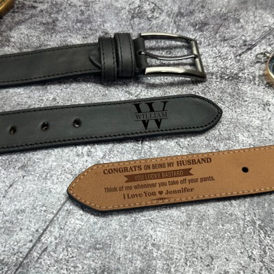 Custom Congrats On Being My Husband Engraved Leather Belt Unique Anniversary Gifts Christmas Gift Ideas