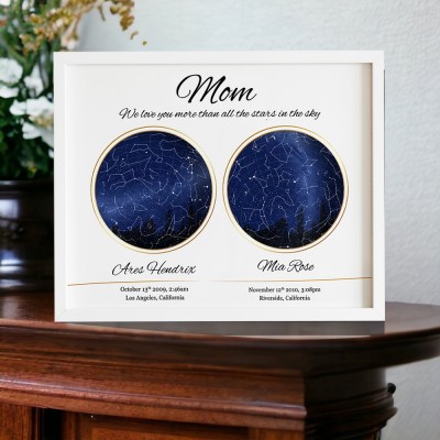 Personalized Mom Star Map Frame Sign Keepsake Gifts for Mom Grandma Christmas Gift for Family