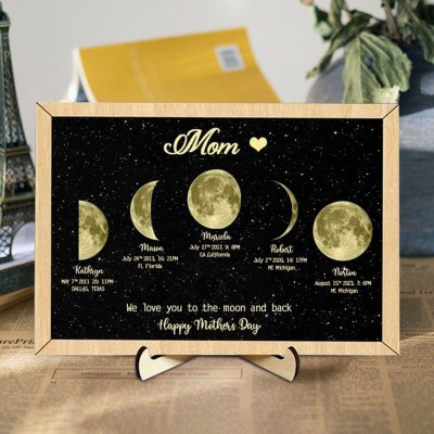 Personalized Mom Moon Phase Print Wood Frame Family Gift For Mom Mother's Day Gift Ideas