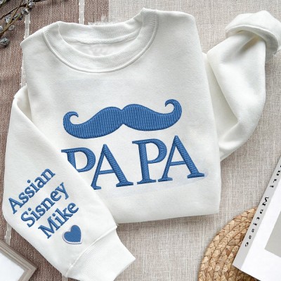 Personalized Beard Papa Embroidered Sweatshirt Hoodie With Kids Names Father's Day Keepsake Gifts