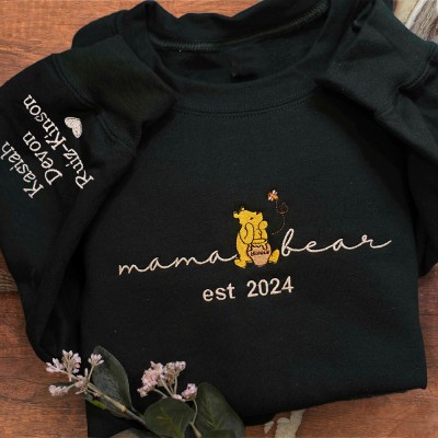 Personalized Mama Bear Embroidered Sweatshirt Hoodie With Names Keepsake Gift For Mom Christmas Gift Ideas