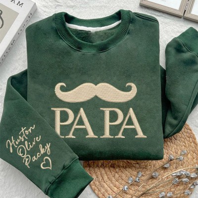 Custom Papa Embroidered Sweatshirt Hoodie With Beard Unique Father's Day Gift Ideas