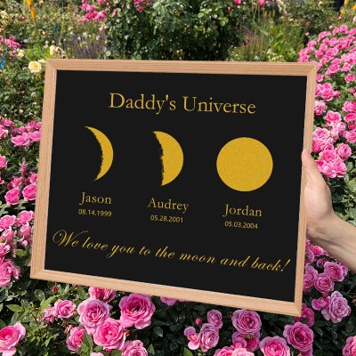 Personalized Daddy's Sky Phase Print Wooden Sign Gift For Dad Unique Father's Day Gift Ideas