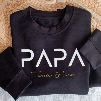 Personalized Papa Embroidered Hoodie Sweatshirt T-shirt Perfect Gift For Dad Father's Day Gift Ideas