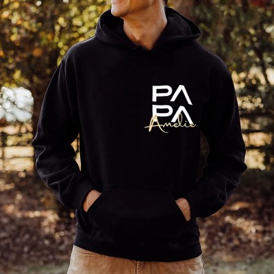 Custom Embroidered Papa Sweatshirt Hoodie T-shirt Birthday Gift For Dad Perfect Father's Day Gift Ideas