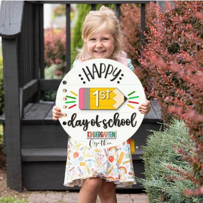 Personalized Interchangeable First Day of School Sign Custom Back to School Wooden Gifts For Kids Teacher Gifts