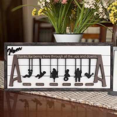 Personalized Wooden Swing Set Sign with Names For Mother's Day Gift Family Keepsake Gifts