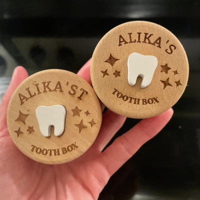 Personalized Engraved Wooden Baby Tooth Fairy Keepsake Box First Birthday Gift for Kids Baby Shower Gifts