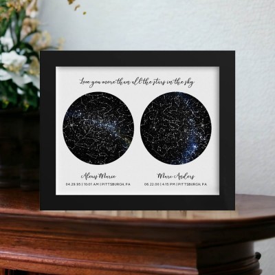 Personalized Framed Star Map Constellation Print Sign Unique Wedding Anniversary Gift Keepsake Gifts for Christmas