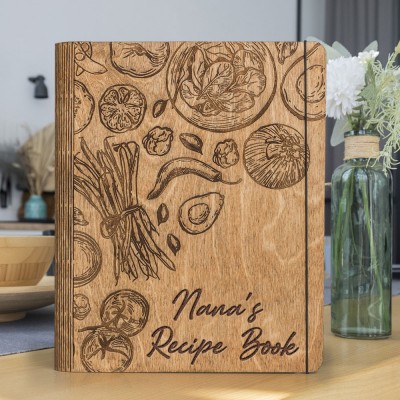 Custom Journal Cookbook Notebook Wooden Recipe Book Blank Binder Gifts for Mom Christmas Gift Ideas