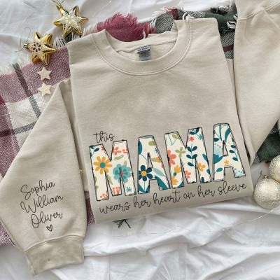 Personalized Mama Embroidered Sweatshirt Hoodie with kids Names Mother's Day Gift