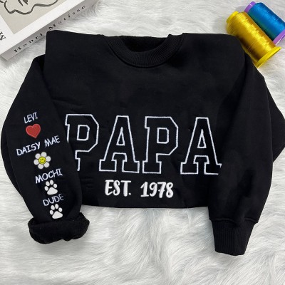 Personalized Papa Embroidered Sweatshirt Hoodie With Special Icon Unique Father's Day Gift Ideas