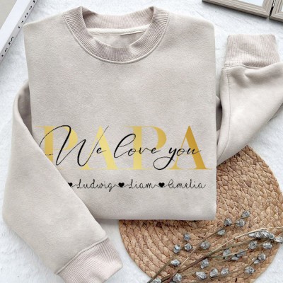 Personalized Papa Embroidered Sweatshirt Hoodie Meaningful Gift Father's Day Gift Ideas