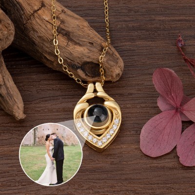 Personalized Loving Memory Photo Projection Pendant Necklace Unique Gift For Her Anniversary Gift For Soulmate