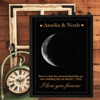 Personalized Moon Phase Frame Sign Unique Gift For Couple Anniversary Day Gift Ideas