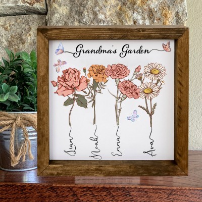 Personalized Mom's Garden Birth Flower Frame Name Sign Mother's Day Gift Ideas For Grandma Mom