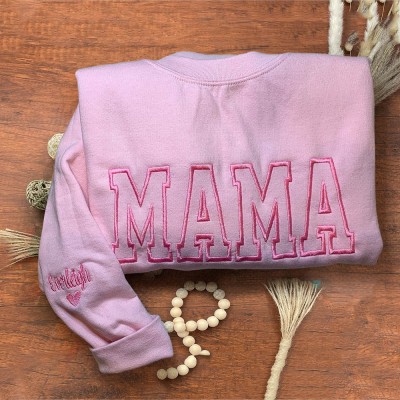 Personalized Mama Embroidered Sweatshirt Hoodie Unique Gift For Mom Grandma Christmas Gift Ideas