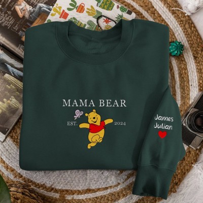 Personalized Embroidered Mama Bear Sweatshirt Hoodie With Date Family Gift For Mom Unique Christmas Gift Ideas