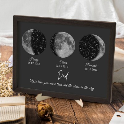 Personalized Dad We Love You More Than All The Stars In The Sky Moon Phase Frame Father's Day Gift Ideas