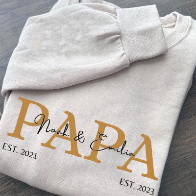 Personalized Papa Embroidered Sweatshirt Hoodie Meaningful Keepsake Gift For Dad Father's Day Gift Ideas