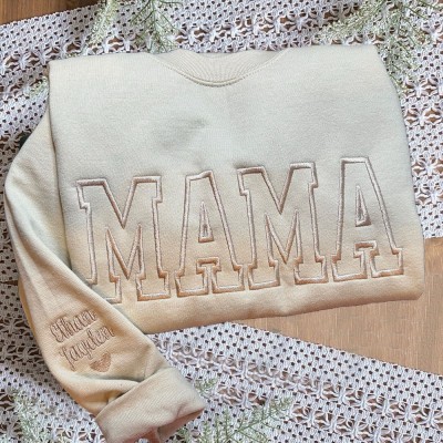 Custom Mama Embroidered Sweatshirt Hoodie Keepsake Gift For Mom Grandma Christmas Gift Ideas