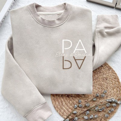 Custom Papa Embroidered Sweatshirt Hoodie T-shirt Keepsake Gift Father's Day Gift Ideas