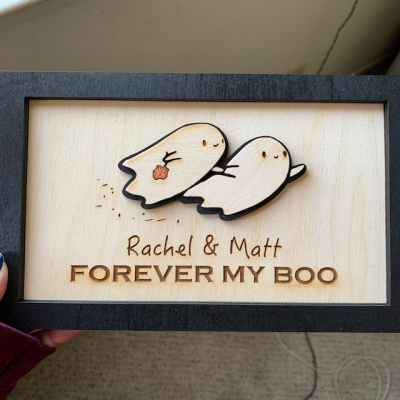 Personalized Forever My Boo Wood Sign Spooky Couple Sign Halloween Gothic Home Decor