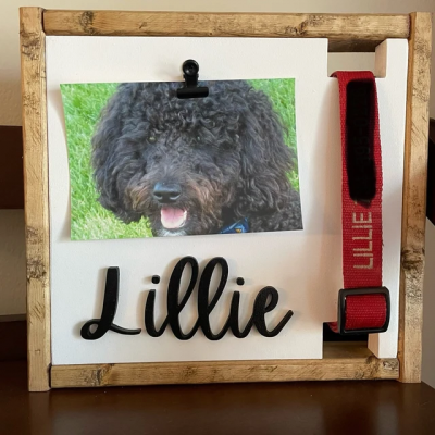 Custom Pet Dog Wood Frame with Collar Holder Memorial Gift for Pet Lovers Pet Loss Gift