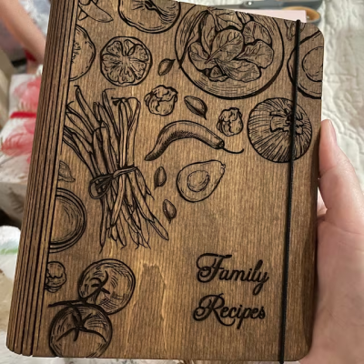 Family Recipe Book Blank Binder Wooden Custom Cookbook Keepsake Gifts for Her Christmas Gift for Mom