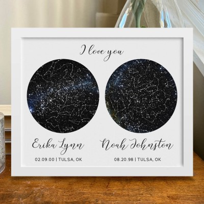 Custom Star Map Art Print Frame Love Gifts for Couple Christmas Gift Anniversary Gift Ideas