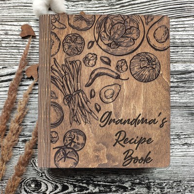 Mama's Recipe Book Blank Binder Personalized Wooden Engraved Journal for Mom Grandma Christmas Gifts