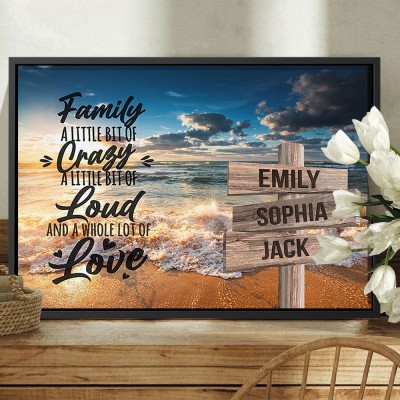 Personalized Sunset Beach Family Street Sign with Multi-Names Custom Family Gift