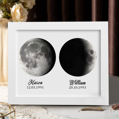 Personalized Couple Moon Phase Wooden Frame Sign Anniversary Gift Ideas Wedding Keepsake Gift  