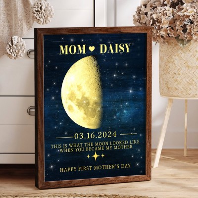 Custom Moon Phase Wood Frame Sign Keepsake Gifts for Mom Mother's Day Gift Ideas