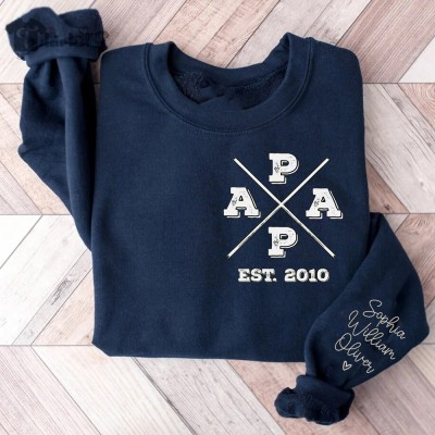 Custom Papa Hoodie Embroidered Sweatshirt Perfect Gift For Dad Father's Day Gift Ideas