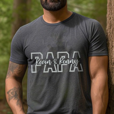 Personalized Papa With Kids Name Embroidered Sweatshirt T-shirt Hoodie Unique Father's Day Gift Ideas