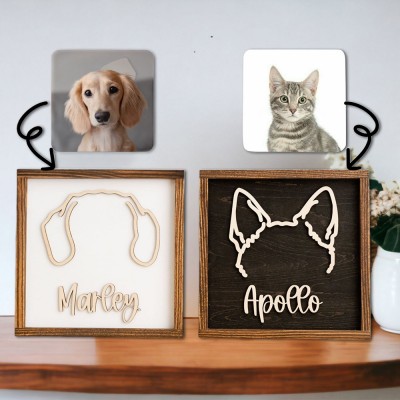 Personalized Dog Ear Framed Sign with Pet Name Memorial Gifts for Dog Lover Pet Loss Gift Christmas Gift