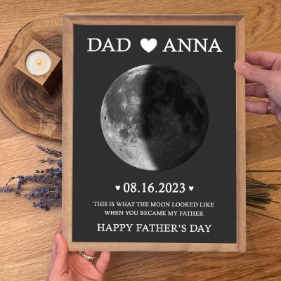 Custom Dad Moon Phase Frame Personalized Wooden Sign Unique Father's Day Gift Ideas