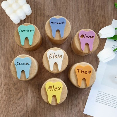 Personalized Engraved Wooden Baby Tooth Fairy Keepsake Box First Birthday Gift for Kids Baby Shower Gifts