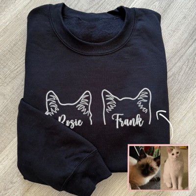 Embroidered Dog Ears Outline Sweatshirt Hoodie Personalized Gift for Pet Lover