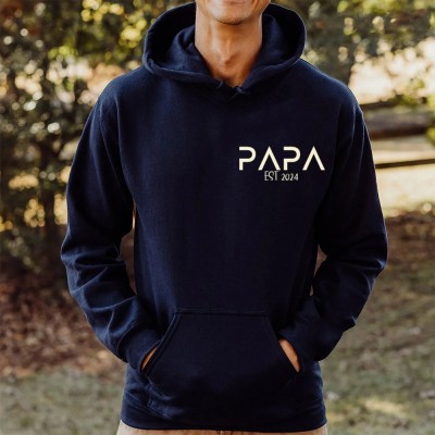 Personalized Papa Embroidered Sweatshirt Hoodie T-shirt Gift For Dad Unique Father's Day Gift Ideas