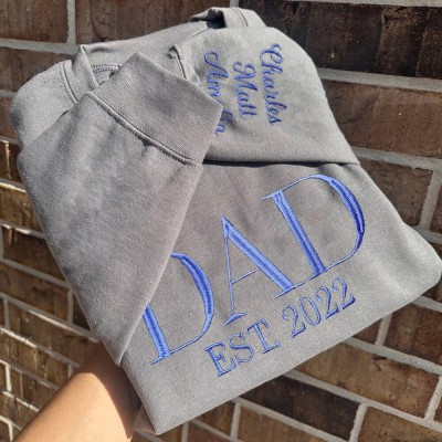 Personalized Embroidered Dad Hoodie Sweatshirt With Date Best Father's Day Gift Ideas