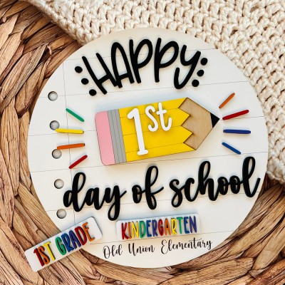 Custom First Day of School Wooden Sign With Grade Personalized First Day Photo Prop Meaningful Gifts For Kids