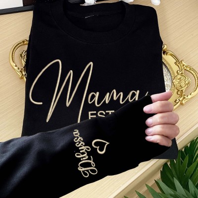 Personalized Mama Embroidered Sweatshirt Hoodie With Names Gift For Mom Grandma Christmas Gift Ideas