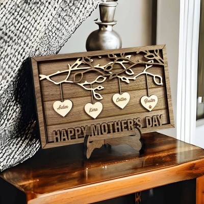 Custom Handmade Wooden Family Tree Sign Love Grows Here Mother's Day Gift Ideas