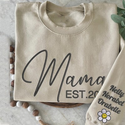 Custom Mama Embroidered Sweatshirt Hoodie With Names Unique Gift For Mom Christmas Gift Ideas