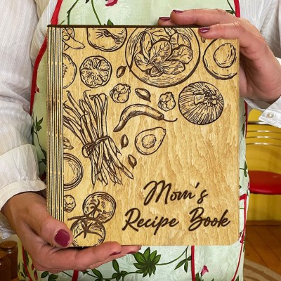 Wooden Recipe Book Blank Binder Personalized Gifts for Family Christmas Gift for Mom Grandma