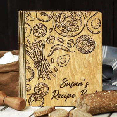 Personalized Wooden Grandma's Recipe Book with Blank Binder Custom Engraved Journal for Mom Grandma Family Christmas Gift 